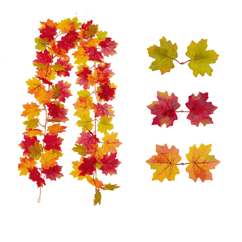 

170cm Artificial Maple Leaf Garland Vine Fall Leave Autumn Hanging Vine Plants for Wedding Thanksgiving Halloween Garden Decor