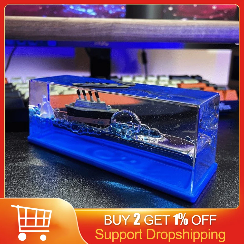 

Cruise Ship Fluid Liquid Drift Bottle Hourglass Desktop Decoration Creative Cruise Iceberg Float Fidget Stress Relief Toy Gifts