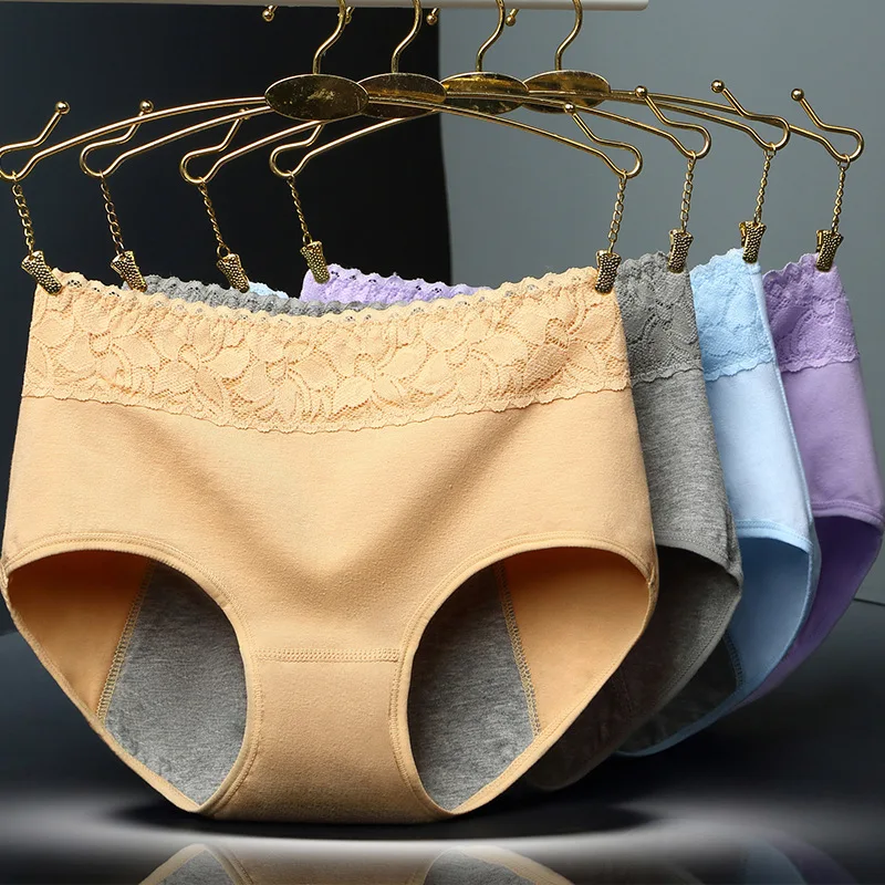 

Period Briefs Lingerie Cozy Lace Sexy Panties Cotton Menstrual Anti-side Leakage Panties Mid Rise Women Physiological Underwear