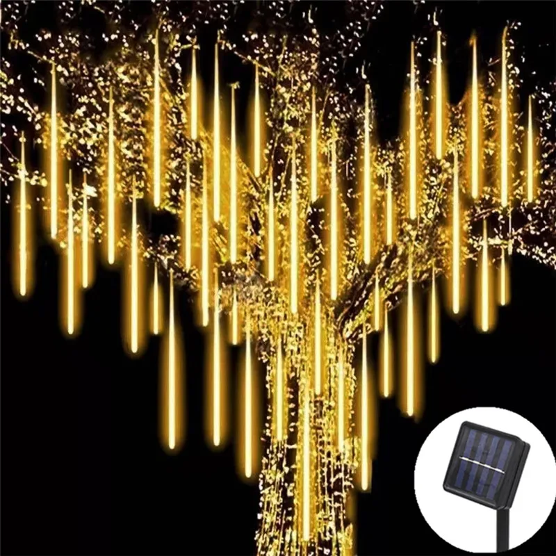 

8 Tube Led Meteor Shower Solar Light Outdoor Waterproof Fairy Garland String Lights Christmas Party Garden Solar Lamp Decoration
