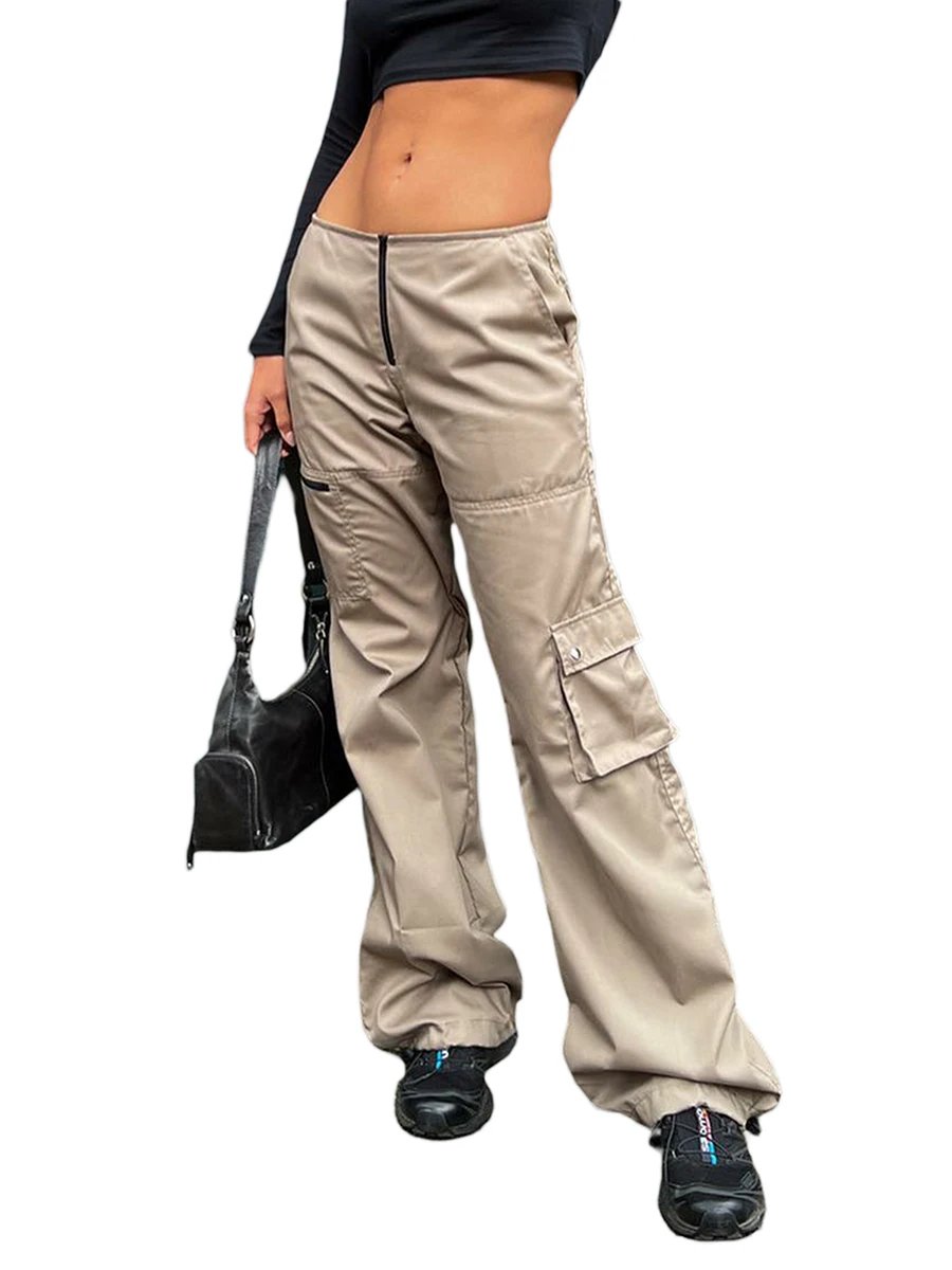 

Women Baggy Cargo Pants - High Waisted Wide Leg Loose Casual Pants Trousers with Multiple Pockets