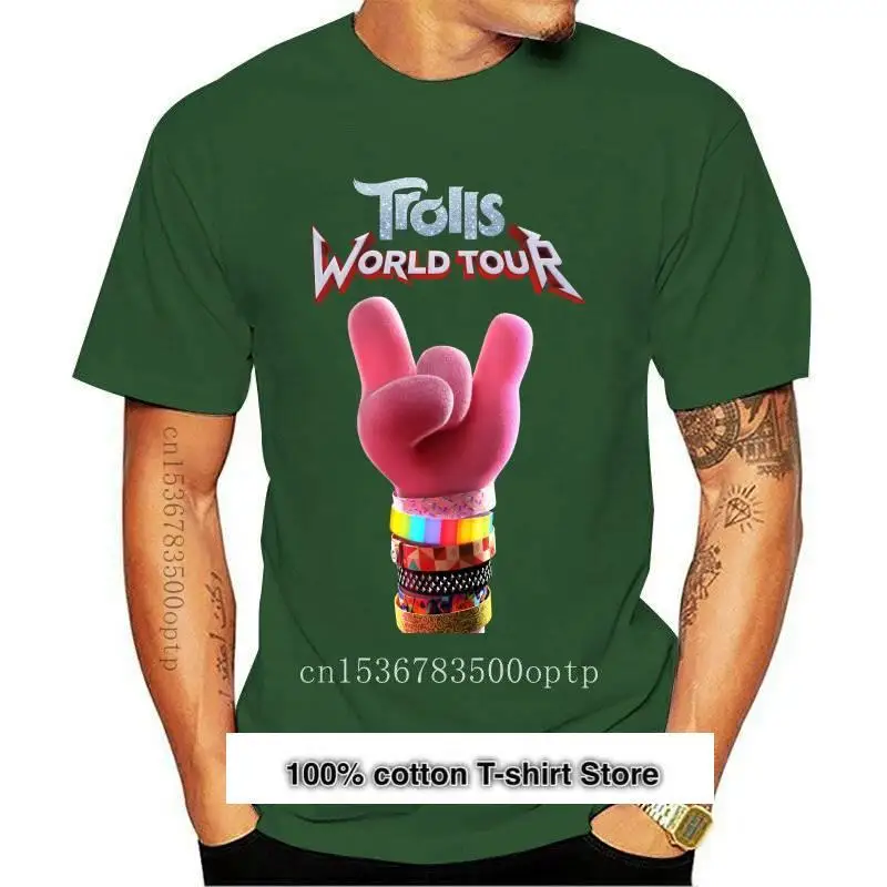 

Trolls World Tour 2021-Camiseta de amapola para hombres y mujeres, camisa negra, azul marino, Tops de gran tamaño