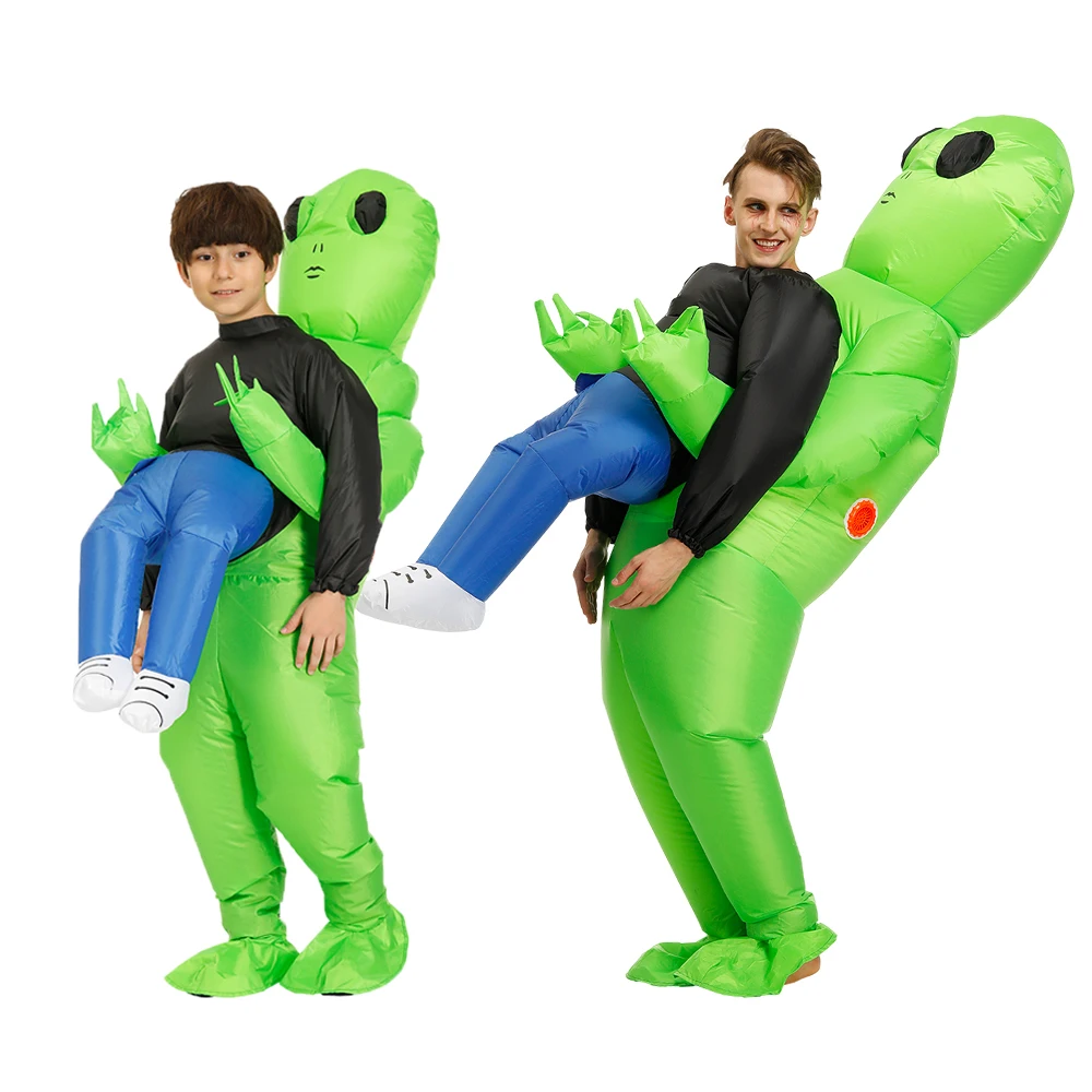 Bazzery Green Alien Costume Inflatable Cosplay Costume Funny Suit Party Costume Fancy Dress Halloween Costume for Adult Kids
