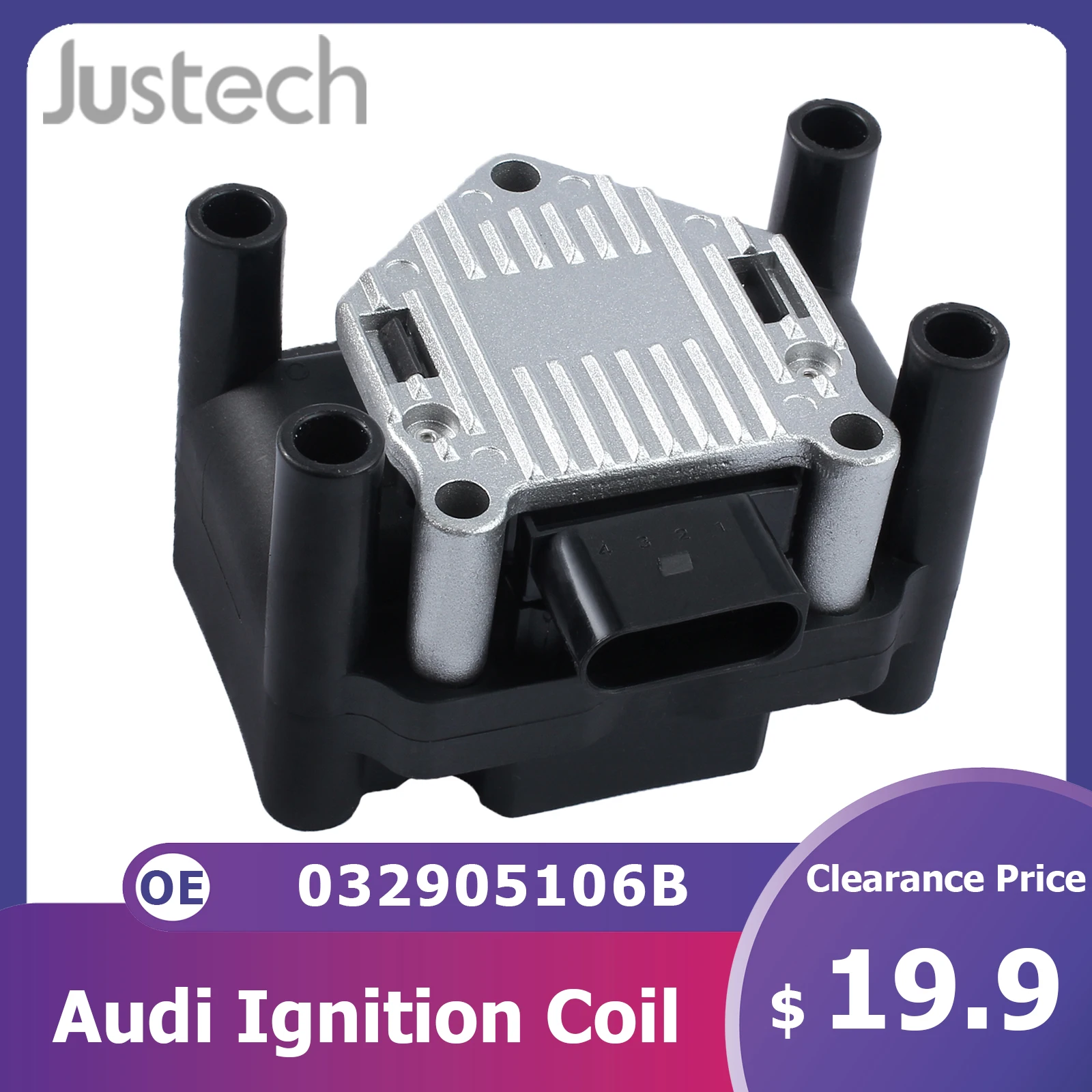 

Justech Катушка зажигания для VW Skoda Seat Audi A1 A2 A3 A4 OE 032905106B 032905106E 032905106 катушка зажигания Зазор цена