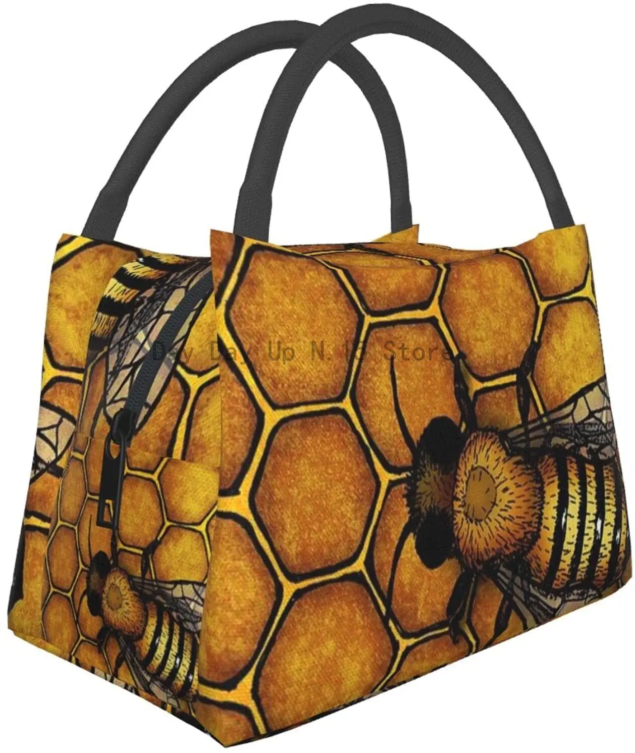 

Bee Honeybee Print Lunch Box Collapsible Lunch Tote Bag For Women, Men, Adults And Teens