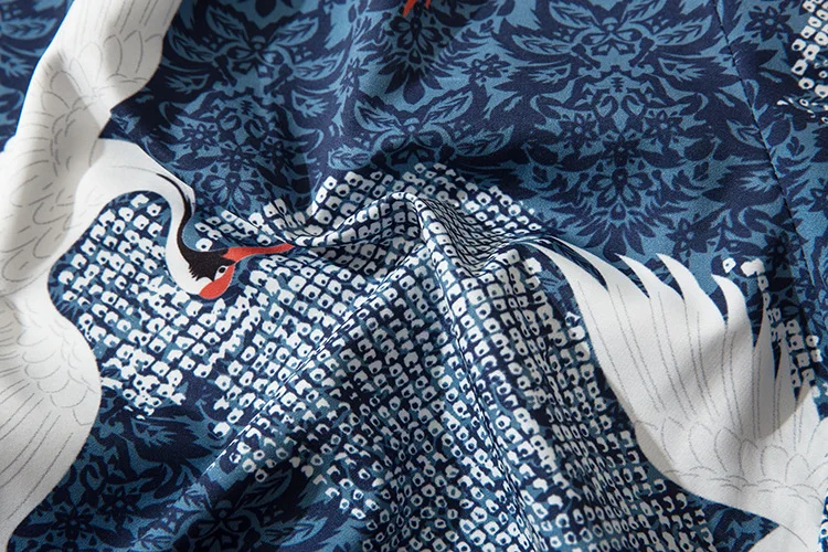 Men Cropped Pants Loose Straight Sleep Bottoms 3XL Casual Elastic Waist Home Pajamas Trousers Crane Chinese Shorts