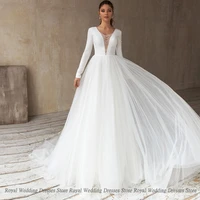 high quality a line wedding dresses paillette draped v neck tulle net open beck sweep 2022 summer floor length gowns robe de ma