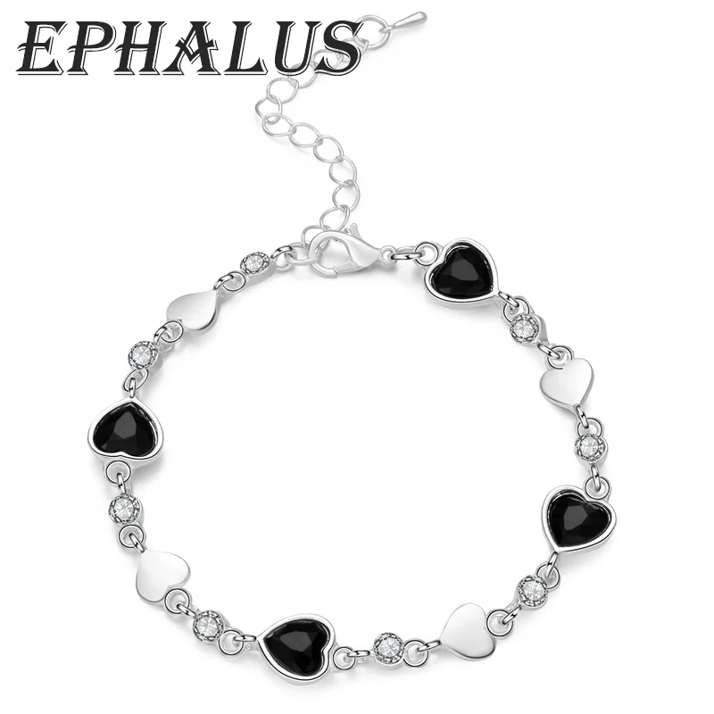 

Женский браслет из серебра 2022 пробы, с черным сердцем