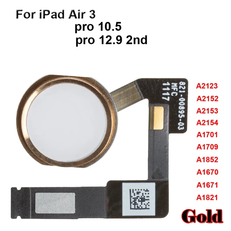 Фото Кнопка «Домой» с гибким кабелем для iPad Pro 10.5 12.9 2nd Air 3 A1701 A1709 a1852 aa670 A1671 a1821 a2123 Homebutton Flex в сборе №4