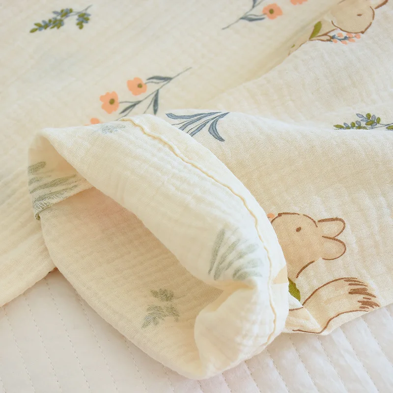 Loose Pjamas for Women Pajamas New Long Sleeve Thin Gauze Pyjama Sets of Women 2 Pieces Elegant Pure Cotton Trousers Summer Set