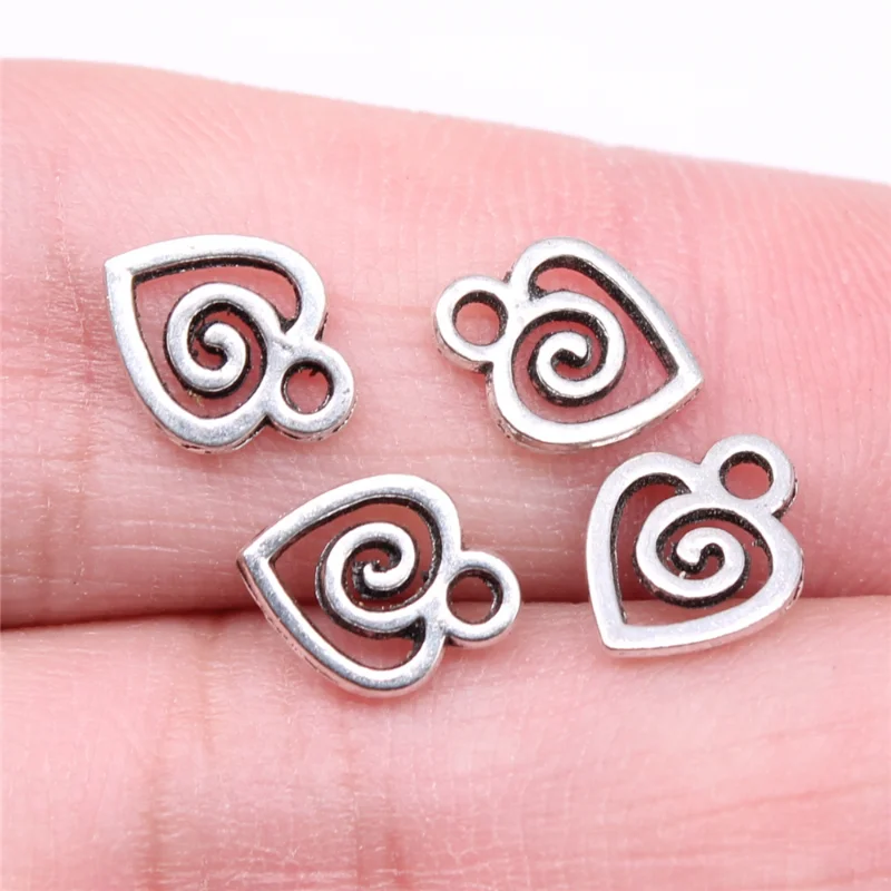 

40pcs Charms 10x7mm Swirl Heart Charms For Jewelry Making DIY Jewelry Findings Antique Silver Color Alloy Charms Pendant