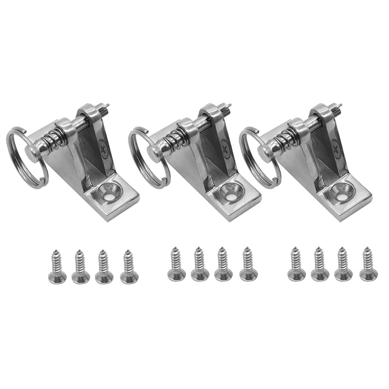 

3 Pack Bimini Top Deck Hinge Marine Boat Deck Hinge Mount with Removable Pin Bimini Top Fitting Hardware 316 Stainless