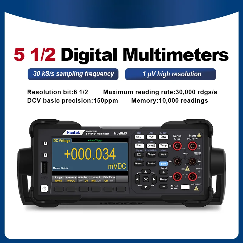 

HDM3055 5 1/2 Desktop Digital Multimeter 30 kS/s High Speed Sampling Frequency Dual Display USB/232/485 Multi-functions Measure