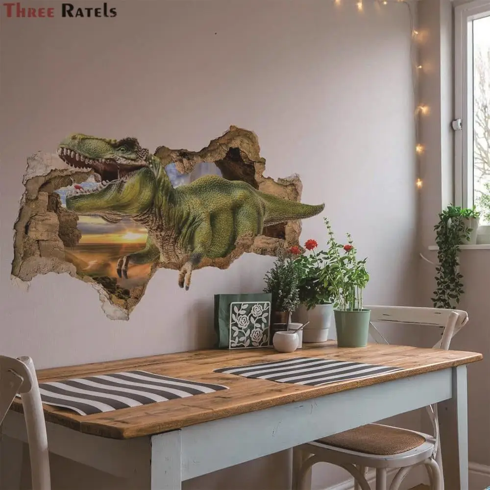 

Three Ratels K739 3d Broken Wall Stickers Dinosaur Bedroom Living Room Children's Room Wall Decoration