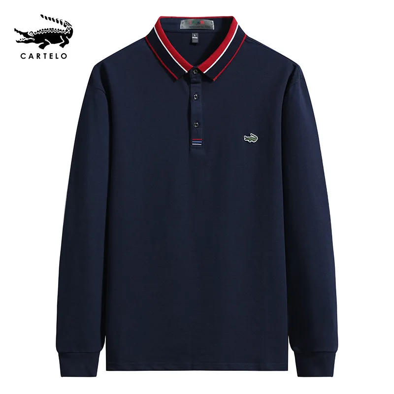 

Cardilla Autumn New Cotton Long Sleeve Polo pure color shirt men's Polo Shirt top crocodile logo men's Polo Shirt autumn polo