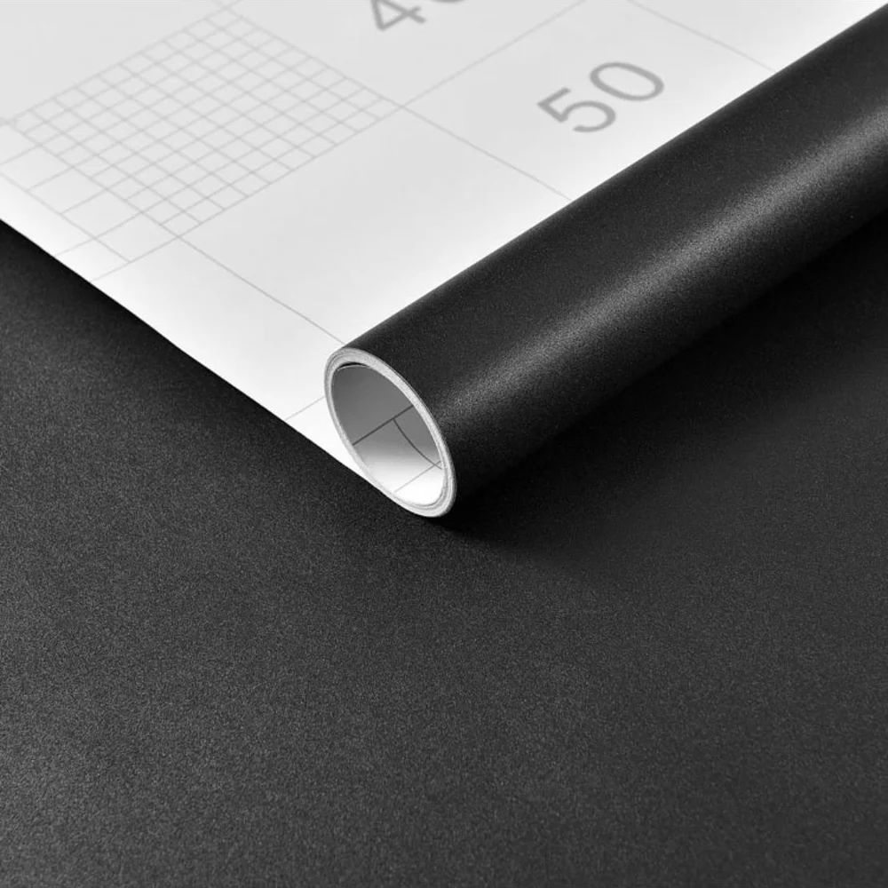 

Matte Black Wallpaper PVC Self-Adhesive Shelf Liner Drawer Wardrobe Peel and Stick Countertop Removable Contact Paper Wall Decor