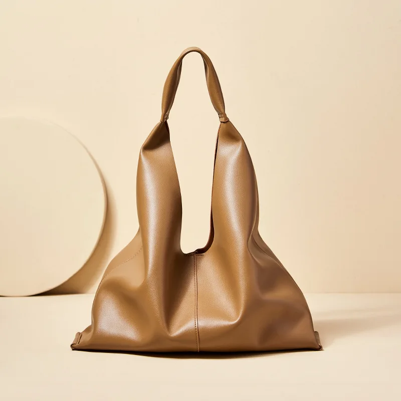 Женская Повседневная Сумка Хобо из натуральной кожи мягкий двухслойный саквояж