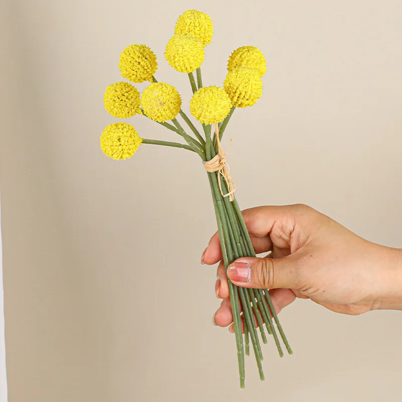 

Искусственные Цветы Краспедия (одонтонема) — Букет Из 9 Головок, Золотистый Шар, Декор Для Дома, Пластиковая Цветочная Композ...