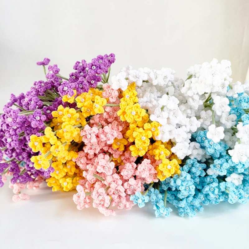 

Crochet Baby Breath Artificial Handmade Gypsophila Flowers DIY Bouquet for Wedding Party Valentine's Day Home Table Decoration