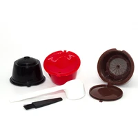 3pcs reusable coffee capsule filter cup for nescaferefillable caps spoon brush filter baskets pod soft taste sweet