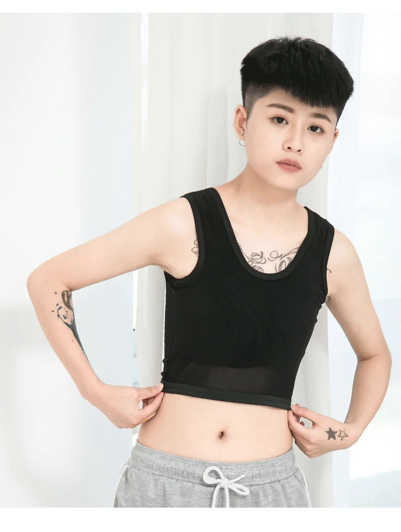 Tomboy Pullover Chest Breast Binder Flatten Shaperwear Corset Tank Tops Vest  FTM Lesbian Trans Mesh Underwear Women  Plus Size