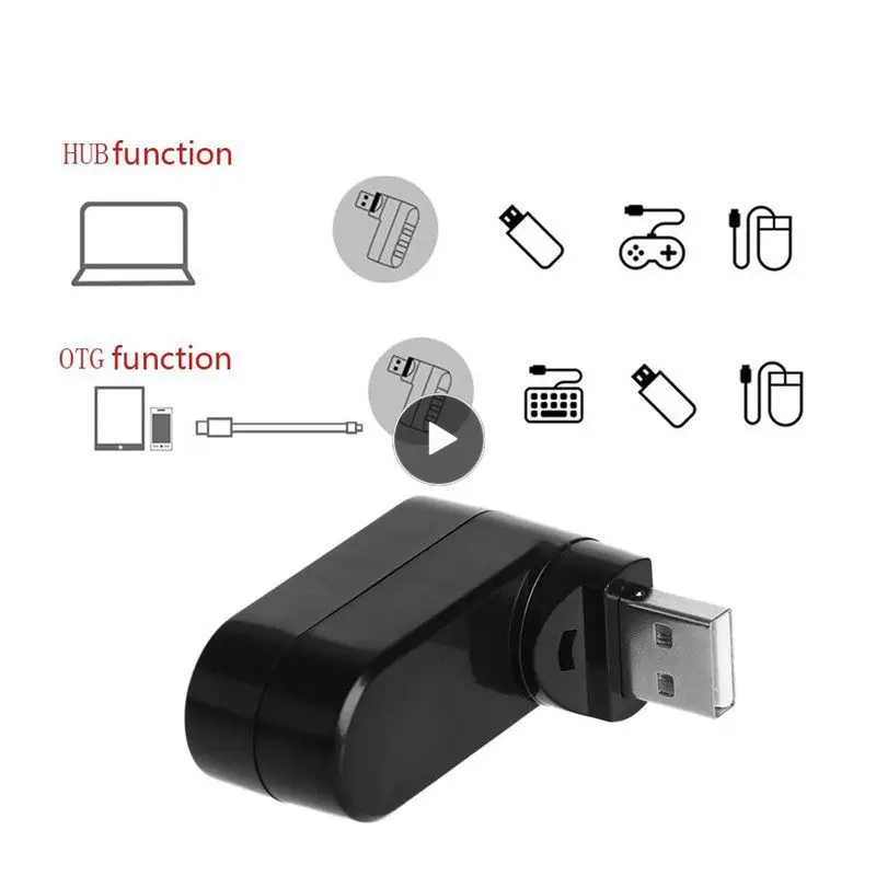 

Universal Rotating Usb Multiport Hub 480mbps Extender Hub Multi-function 3-in1 Usb 3 Port Splitter For Notebook Mouse Keyboard