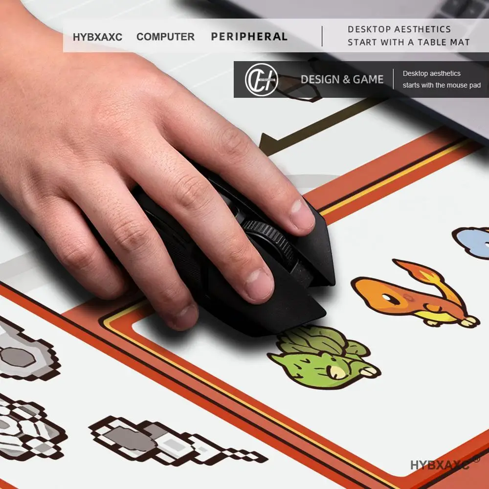 Фото Коврик для мыши HYBXAXC P-Pokemon Pixel Ash Starter P-Pokemon TCG Playmat, нескользящий водонепроницаемый коврик 800X400MM №5