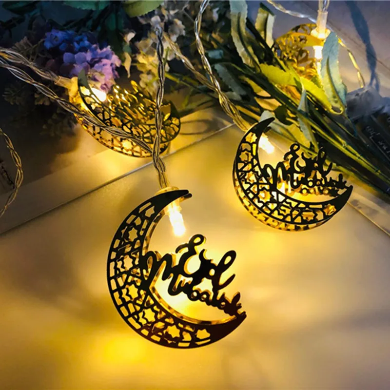 ИД Мубарак светодиодная гирлянда Луна Звезда Дворцовая лампа украшение Рамадан