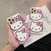 hello kitty faux leather with bracelet phone cases for iphone 12 11 pro max mini xr xs max 8 x 7 se 2020 back cover