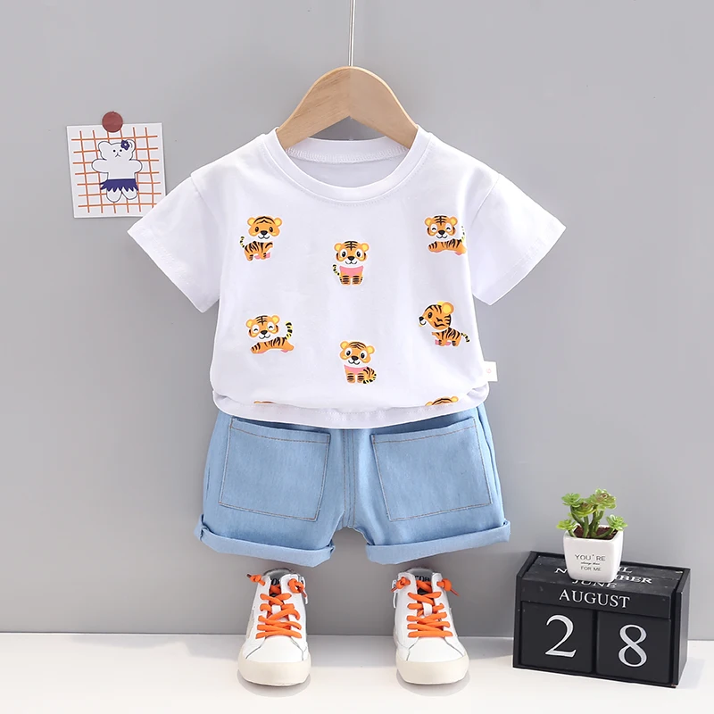 

Infant Clothes Boys Clothing Sets 2022 Summer Kids Tracksuit Baby Cartoon Tiger T Shirt Shorts Children Outfits 2 Pieces Suit