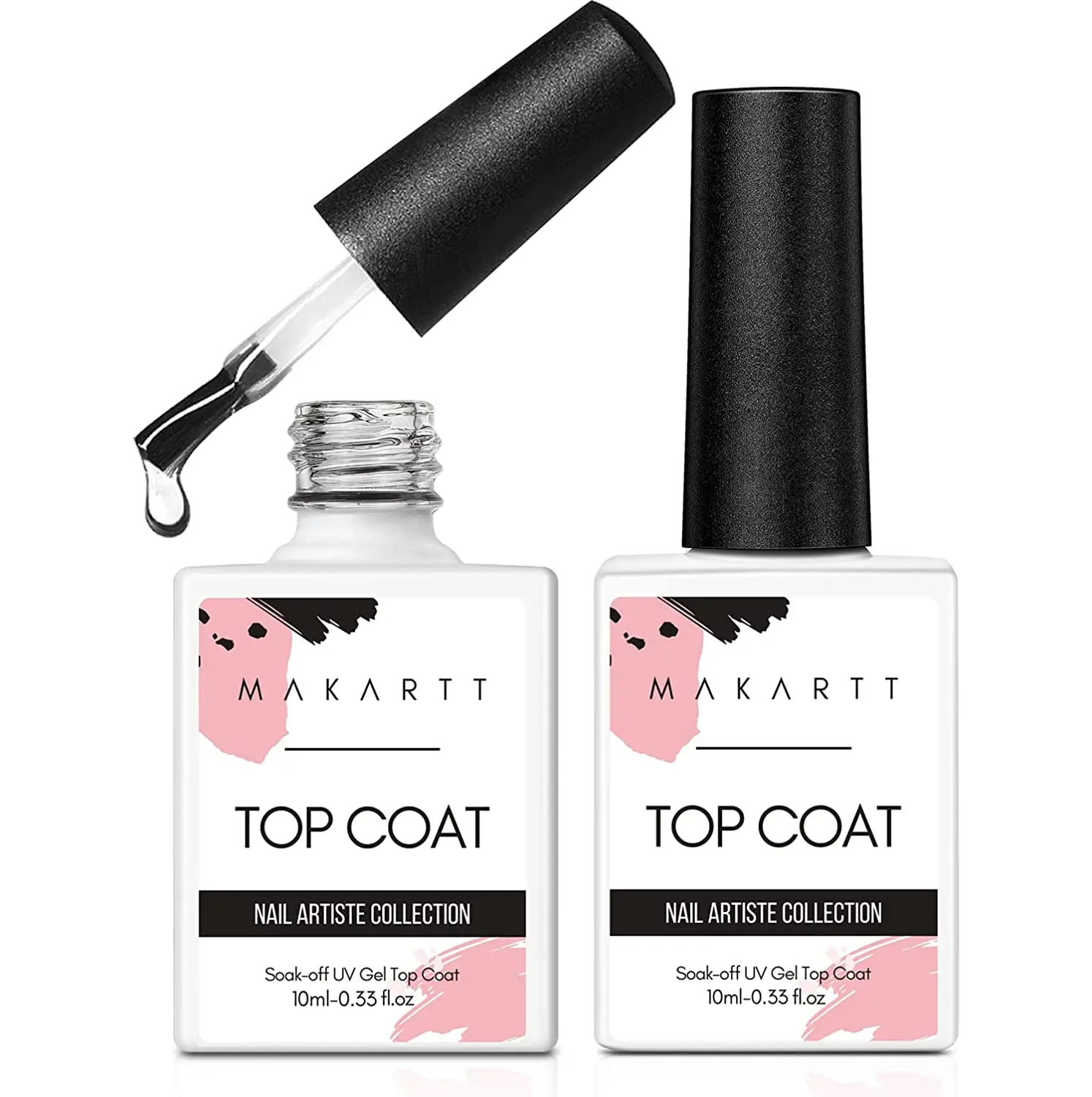 

Makartt Gel Top Coat, No Wipe Top Coat Glossy Shine Finish Long Lasting 10ML Soak Off Nail Clear UV Nail Lamp Gel