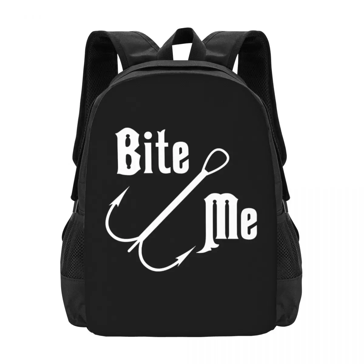 

Fisherman's Fish Hook Bite Me Simple Stylish Student Schoolbag Waterproof Large Capacity Casual Backpack Travel Laptop Rucksack