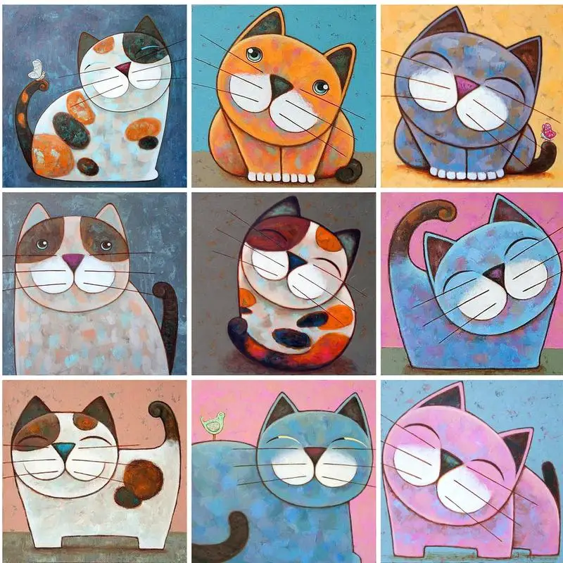 

GATYZTORY Picture By Number Cat Animals Kits For Adults Handpainted DIY Paint By Number On Canvas Home Decoration