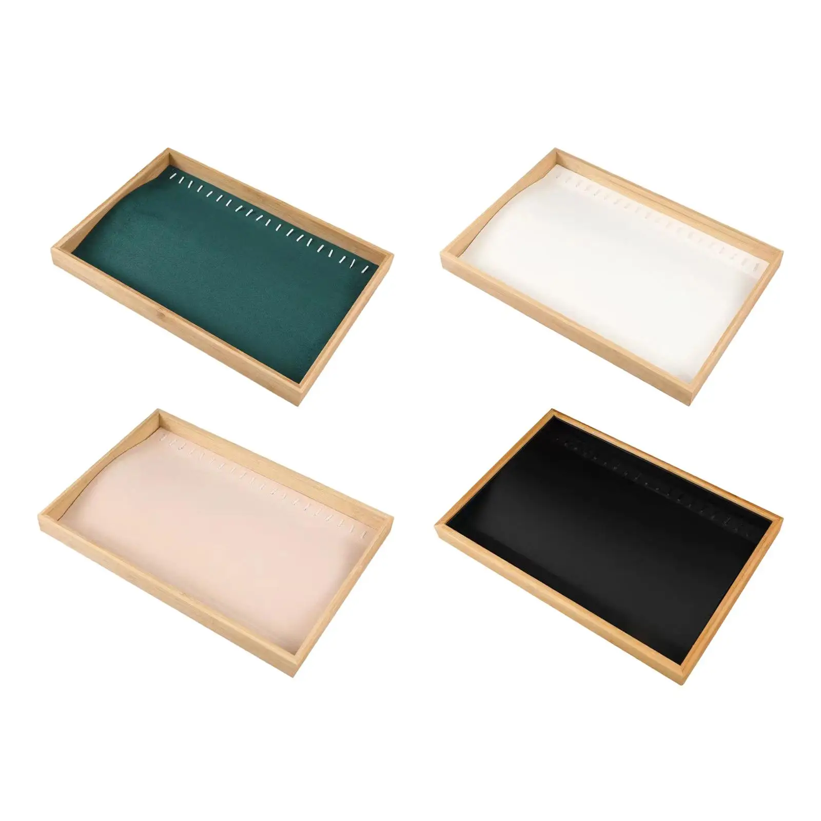 

Wood Necklace Tray Storage Box Velvet Showcase Fashion Necklaces Pendant Organizer Lover Mom