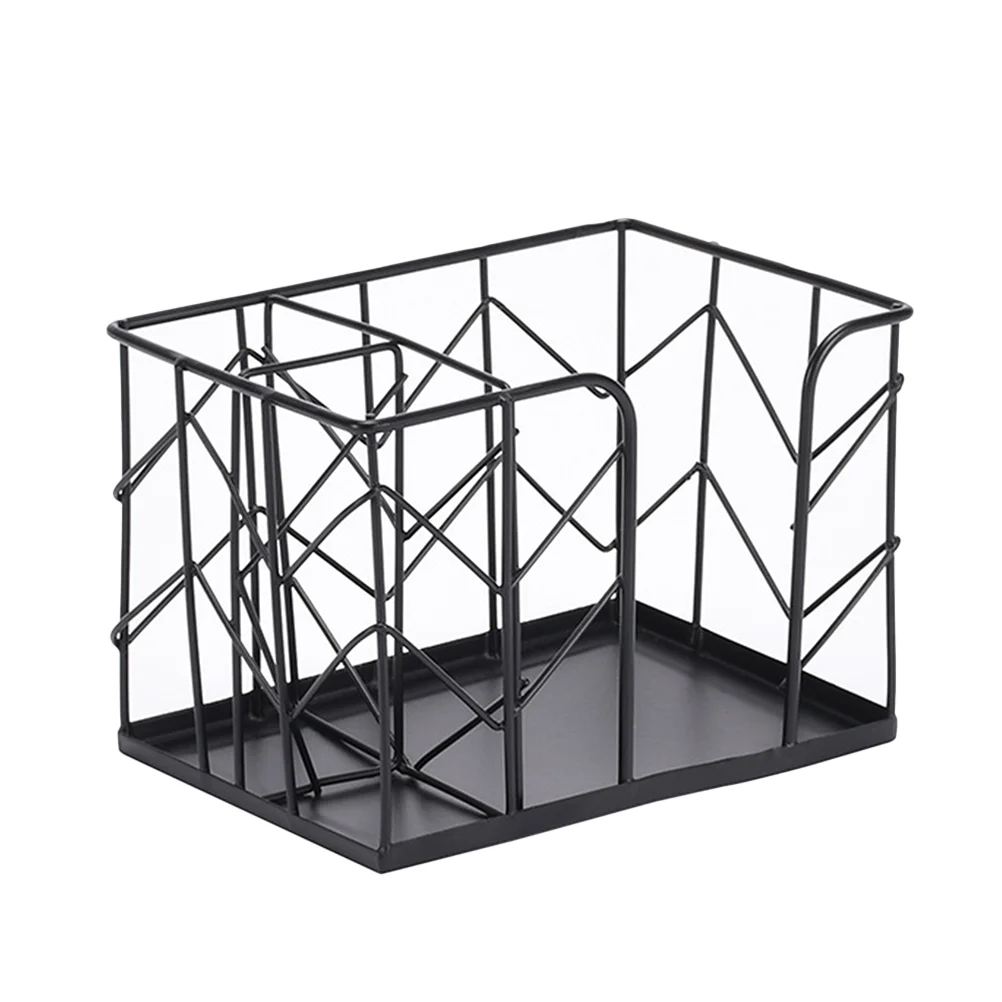 

Pen Pot Iron 3-compartment Pen Container Pen Desktop Stationery Pot