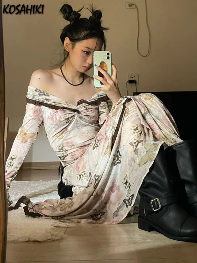 Женское платье с рукавами-бабочками приталенное асимметричное в стиле Харадзюку