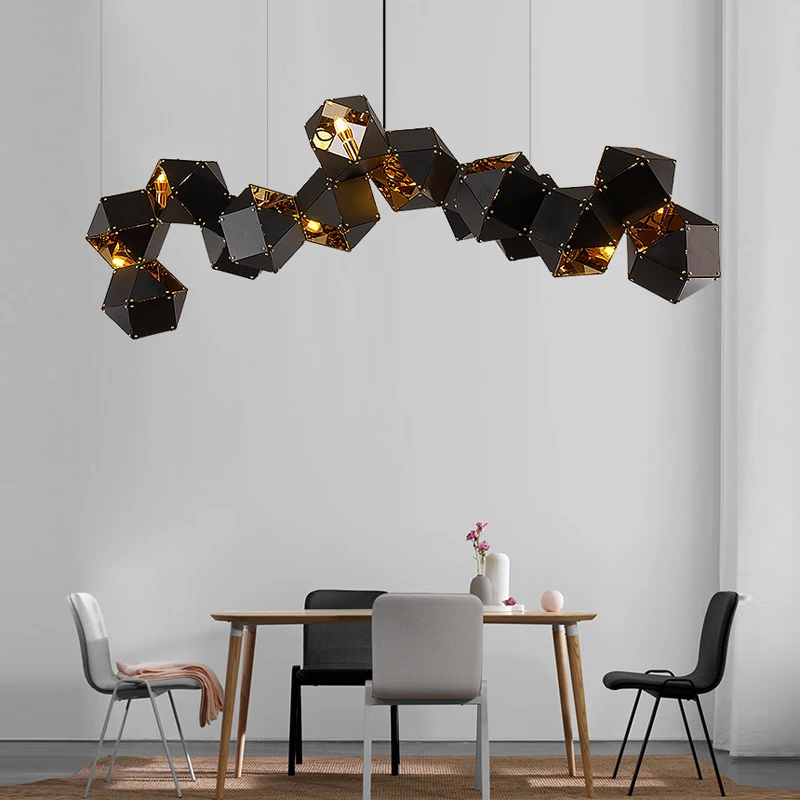 

Industrial Style Minimalist Chandelier LED Hanging Lamps Lamparas De Techo Cube Light Art Suspension Luminaires Room Decor