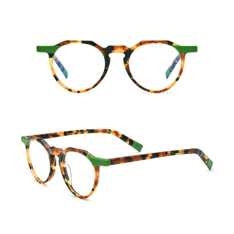 Belight Optical Colorful Acetate Men Women Irregular Shape Vintage Retro Prescription Lens Eyeglasses Frame Eyewear 19220