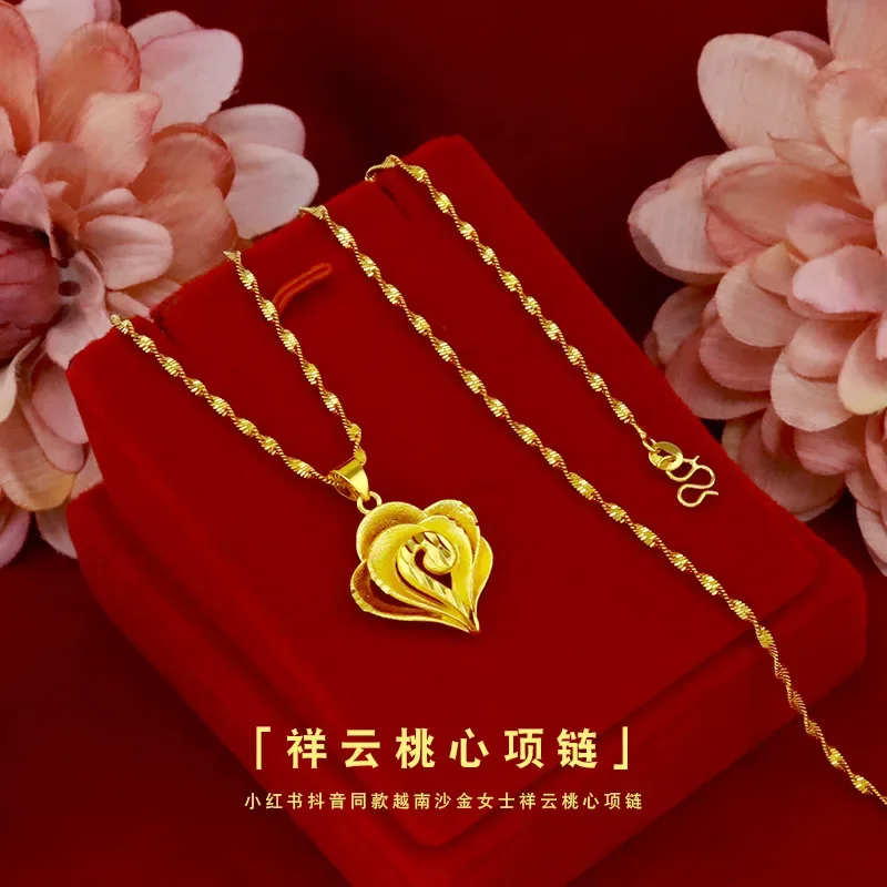 Ожерелье Xiangyun Love из настоящего золота 9999 желтого 24 карата