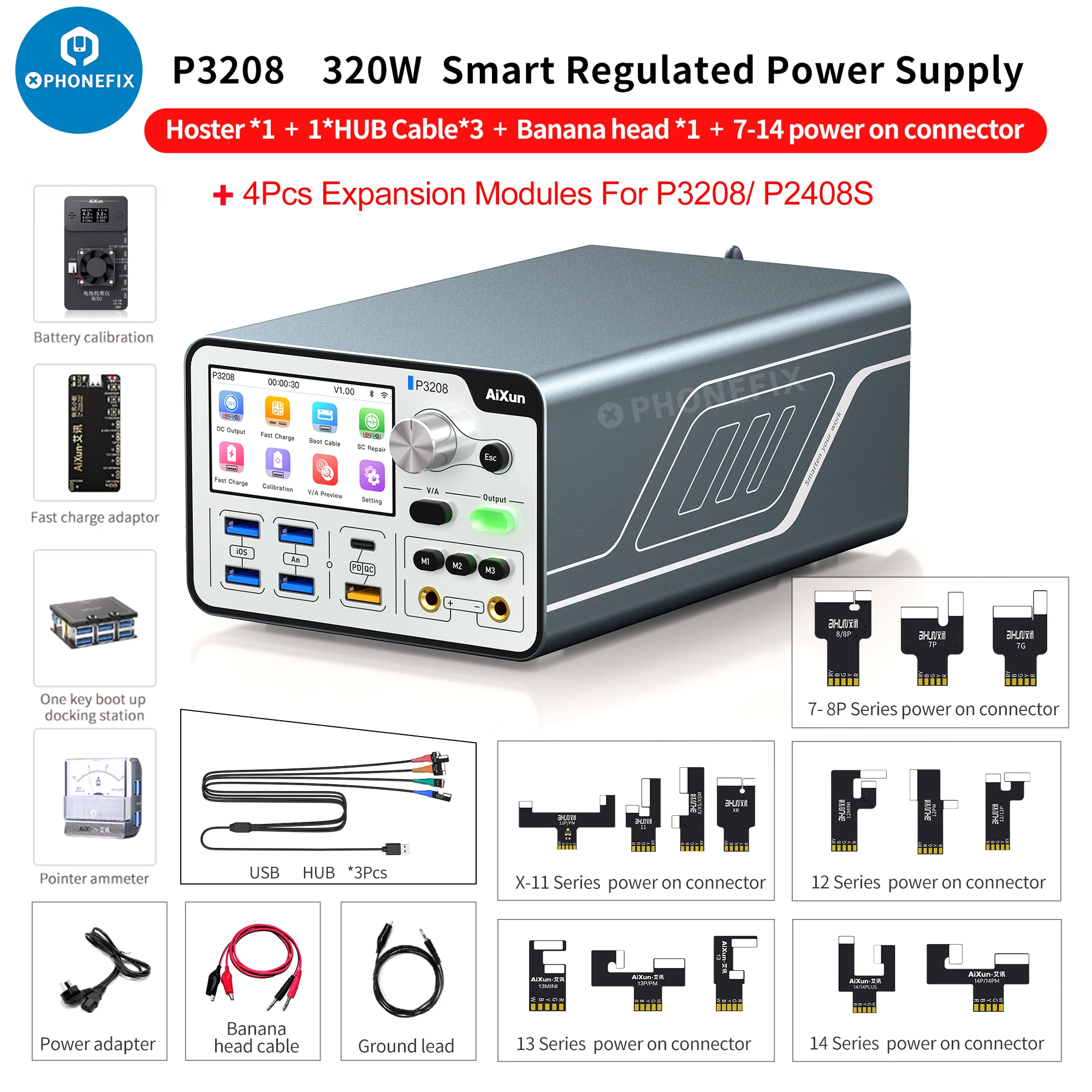 AiXun P3208 32V/8A Smart Regulated Power Supply For iPhone 6