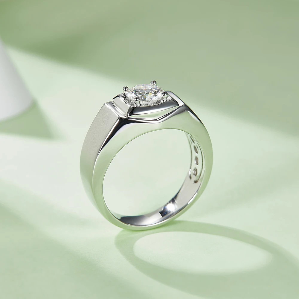 Фото Мужское кольцо с бриллиантами VVS1 Lab-выращенное в технике CVD HPHT Moissanite №3