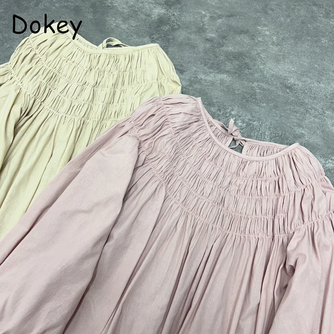 Женское платье на шнуровке Mori Girl милое винтажное свободное из хлопка и льна с