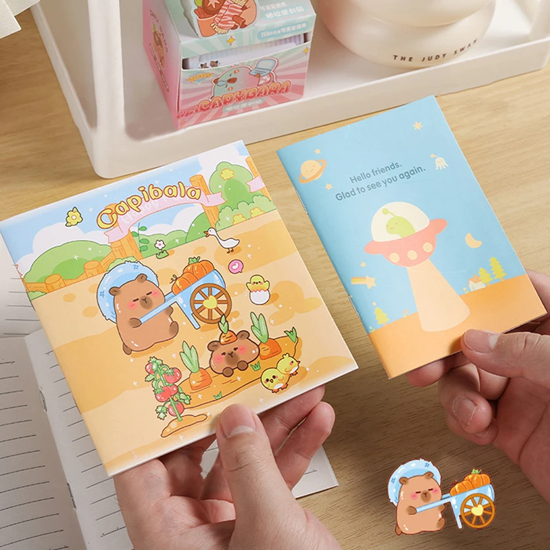 Фото 20 шт., карманные книги с рисунком Kawaii Capybara Panda, мини-дневник, портативный блокнот, милый студенческий блокнот, школьные принадлежности, подарки №1
