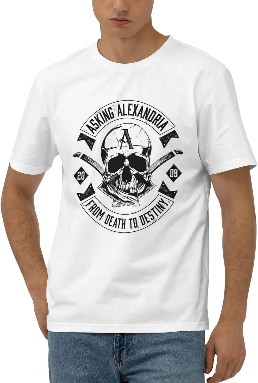 Мужская хлопковая рубашка с коротким рукавом и принтом Александрии