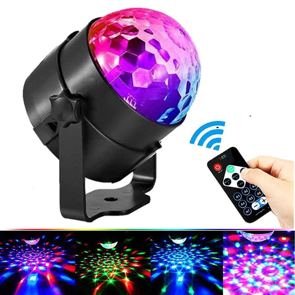 

LED Stage Lights RGB Sound Activated Rotating Disco DJ Party Magic Ball Strobe Mini Laser Projector Lamp Home KTV Christmas Show