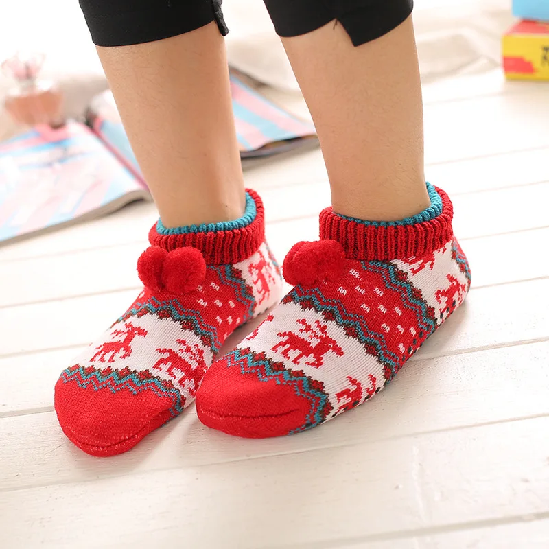 Christmas Socks Women Winter Warm Floor Sock Knitted Home Indoor Bedroom Sleep Carpet Slippers Socks Chaussettes Femmes