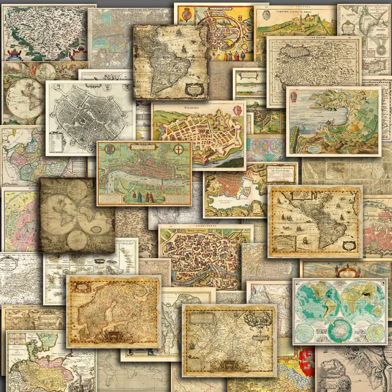 

55PCS Vintage Navigation Map Sticker DIY Scrapbooking Junk Journal Collage Mobile Diary Photo Album Gift Sealing Decoration