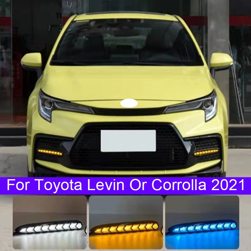 

2PCS for Toyota Ralink or Corolla 2021 Front Fog Lamp Retrofit LED Daytime Running Light with Streamer Tricolor