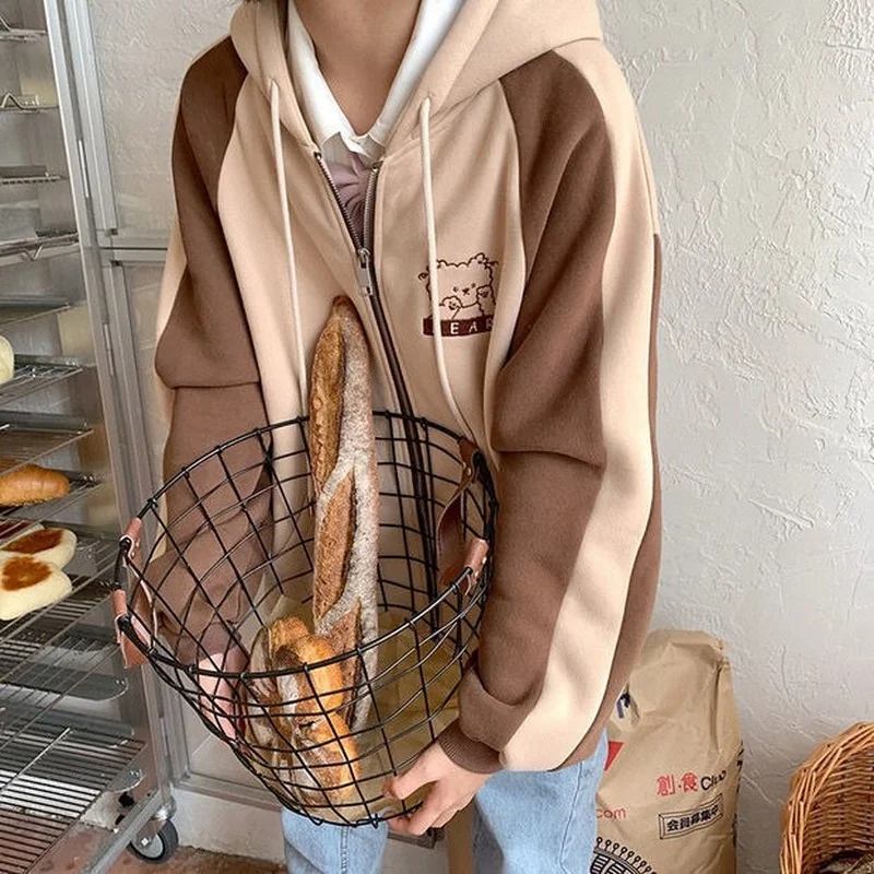 Deeptown Kawaii Zipper Hoodies Japanese Style Preppy Oversized Cute Harajuku Teenagers Korean Fashion Sweatshirts Fleece Winter