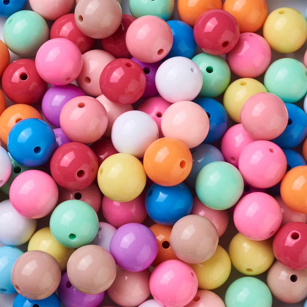 

120Pcs Acrylic Beads Coloful Loose Round Spacer Beads For Women Necklace Bracelet Charms Jewelry Making Accessories 20x19~20mm